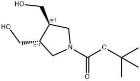 反叔丁基3,4-二(羟甲基)吡咯烷-1-甲酸叔丁酯 结构式