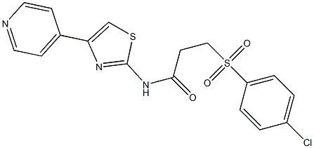 3-(4-chlorophenyl)sulfonyl-N-(4-pyridin-4-yl-1,3-thiazol-2-yl)propanamide 结构式