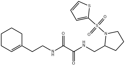 N-[2-(cyclohexen-1-yl)ethyl]-N'-[(1-thiophen-2-ylsulfonylpyrrolidin-2-yl)methyl]oxamide 结构式