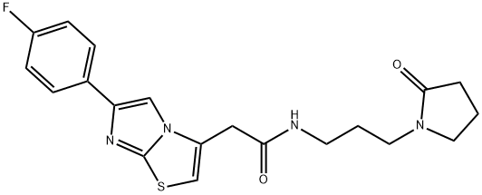 2-[6-(4-fluorophenyl)imidazo[2,1-b][1,3]thiazol-3-yl]-N-[3-(2-oxopyrrolidin-1-yl)propyl]acetamide 结构式