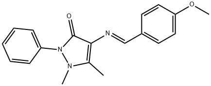 (E)-4-((4-methoxybenzylidene)amino)-1,5-dimethyl-2-phenyl-1,2-dihydro-3H-pyrazol-3-one 结构式