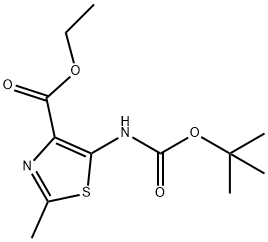 5 - ((叔丁氧基羰基)氨基)-2-甲基噻唑-4-羧酸乙酯 结构式