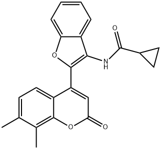 N-[2-(7,8-dimethyl-2-oxochromen-4-yl)-1-benzofuran-3-yl]cyclopropanecarboxamide 结构式