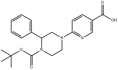 6-{4-[(tert-butoxy)carbonyl]-3-phenylpiperazin-1-yl}pyridine-3-carboxylic acid 结构式