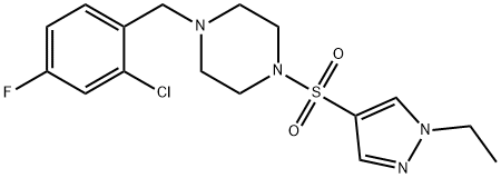 1-[(2-chloro-4-fluorophenyl)methyl]-4-(1-ethylpyrazol-4-yl)sulfonylpiperazine 结构式