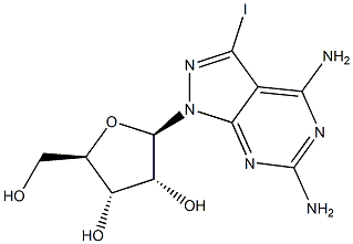 4,6-Diamino-3-iodo-1-(beta-D-ribofuranosyl)-1H-pyrazolo[3,4-d]pyrimidine 结构式