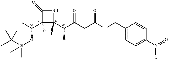 (R)-4-硝基苯甲基 4-((2R,3S)-3-((R)-1-((叔-丁基二甲基甲硅烷基)氧代)乙基)-4-氧亚基吖丁啶-2-基)-3-氧亚基戊酯 结构式