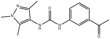 1-(3-乙酰基苯基)-3-(1,3,5-三甲基-1H-吡唑-4-基)脲 结构式