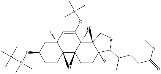(R)-4-((3R,5S,8S,9S,10S,13R,14S,17R)-3-(叔丁基二甲基甲硅烷氧基)-10,13-二甲基-7-(三甲基甲硅烷氧基)4,5,8,9,10,11,12,13,14,15,16,17十四氢-1H-环戊二烯并[A]菲-17-基)戊酸乙酯 结构式