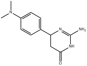 2-Amino-6-(4-dimethylamino-phenyl)-5,6-dihydro-3H-pyrimidin-4-one 结构式