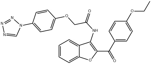 N-[2-(4-ethoxybenzoyl)-1-benzofuran-3-yl]-2-[4-(tetrazol-1-yl)phenoxy]acetamide 结构式