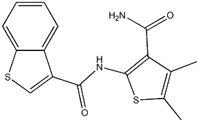 N-(3-carbamoyl-4,5-dimethylthiophen-2-yl)-1-benzothiophene-3-carboxamide 结构式