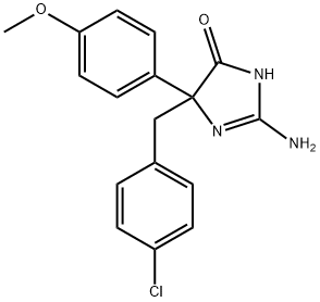 2-amino-5-[(4-chlorophenyl)methyl]-5-(4-methoxyphenyl)-4,5-dihydro-1H-imidazol-4-one 结构式