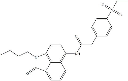 N-(1-butyl-2-oxobenzo[cd]indol-6-yl)-2-(4-ethylsulfonylphenyl)acetamide 结构式