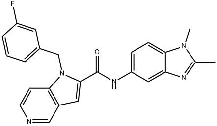 N-(1,2-二甲基-1H-苯并咪唑-5-基)-1-[(3-氟苯基)甲基]-1H-吡咯[3,2-C]吡啶-2-羧酰胺 结构式