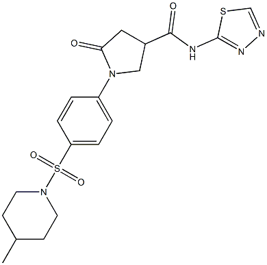 1-[4-(4-methylpiperidin-1-yl)sulfonylphenyl]-5-oxo-N-(1,3,4-thiadiazol-2-yl)pyrrolidine-3-carboxamide 结构式