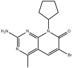 2-氨基-6-溴-8-环戊基-4-甲基吡啶并[2,3-D]嘧啶-7(8H)-酮 结构式