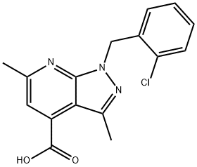 1-(2-Chlorobenzyl)-3,6-dimethyl-1H-pyrazolo[3,4-b]pyridine-4-carboxylic acid 结构式