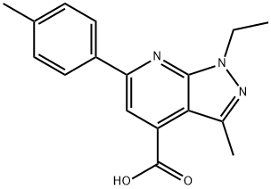 1-乙基-3-甲基-6-(对甲苯基)-1H-吡唑并[3,4-B]吡啶-4-羧酸 结构式