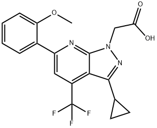 2-(3-环丙基-6-(2-甲氧基苯基)-4-(三氟甲基)-1H-吡唑并[3,4-B]吡啶-1-基)乙酸 结构式