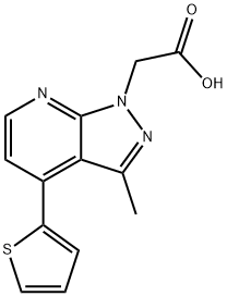 2-[3-甲基-4-(噻吩-2-基)-1H-吡唑并[3,4-B]吡啶-1-基]乙酸 结构式