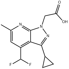2-[3-环丙基-4-(二氟甲基)-6-甲基-1H-吡唑并[3,4-B]吡啶-1-基]乙酸 结构式