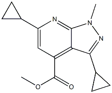 3,6-二环丙基-1-甲基-1H-吡唑并[3,4-B]吡啶-4-羧酸甲酯 结构式