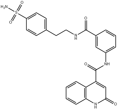 4-QUINOLINECARBOXAMIDE, N-[3-[[[2-[4-(AMINOSULFONYL)PHENYL]ETHYL]AMINO]CARBONYL]PHENYL]-1,2-DIHYDRO-2-OXO- 结构式