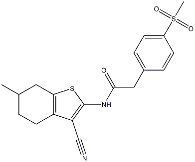 N-(3-cyano-6-methyl-4,5,6,7-tetrahydro-1-benzothiophen-2-yl)-2-(4-methylsulfonylphenyl)acetamide 结构式