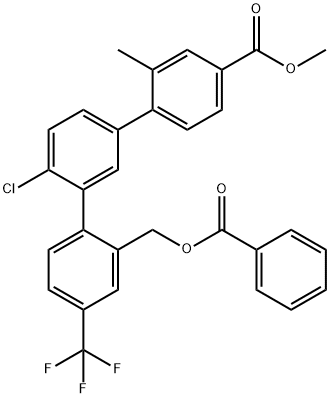 methyl 2''-((benzoyloxy)methyl)-4'-chloro-2-methyl-4''-(trifluoromethyl)-[1,1':3',1''-terphenyl]-4-carboxylate 结构式