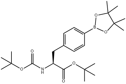tert-butyl (S)-2-((tert-butoxycarbonyl)amino)-3-(4-(4,4,5,5-tetramethyl-1,3,2-dioxaborolan-2-yl)phenyl)propanoate 结构式