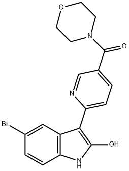 (6-(5-bromo-2-hydroxy-1H-indol-3-yl)pyridin-3-yl)(morpholino)methanone 结构式