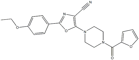 2-(4-ethoxyphenyl)-5-[4-(furan-2-carbonyl)piperazin-1-yl]-1,3-oxazole-4-carbonitrile 结构式