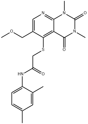 N-(2,4-dimethylphenyl)-2-[6-(methoxymethyl)-1,3-dimethyl-2,4-dioxopyrido[2,3-d]pyrimidin-5-yl]sulfanylacetamide 结构式