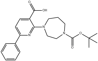 2-{4-[(tert-butoxy)carbonyl]-1,4-diazepan-1-yl}-6-phenylpyridine-3-carboxylic acid 结构式