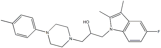 1-(5-fluoro-2,3-dimethylindol-1-yl)-3-[4-(4-methylphenyl)piperazin-1-yl]propan-2-ol 结构式