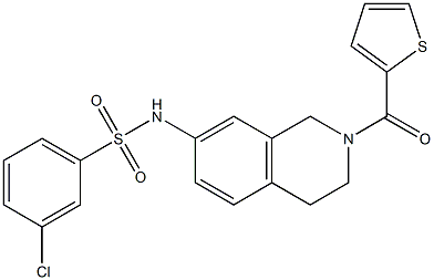 3-chloro-N-[2-(thiophene-2-carbonyl)-3,4-dihydro-1H-isoquinolin-7-yl]benzenesulfonamide 结构式