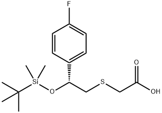 (R)-2-((2-((TERT-BUTYLDIMETHYLSILYL)OXY)-2-(4-FLUOROPHENYL)ETHYL)THIO)ACETIC ACID 结构式