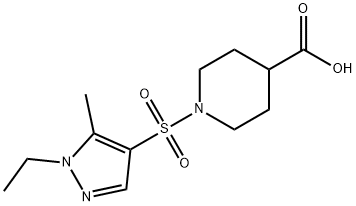 1-[(1-乙基-5-甲基-1H-吡唑-4-基)磺酰基]哌啶-4-羧酸 结构式