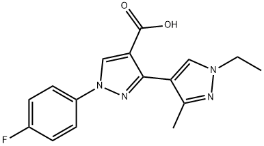 3-(1-乙基-3-甲基-1H-吡唑-4-基)-1-(4-氟苯基)-1H-吡唑-4-羧酸 结构式