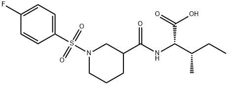 (2S)-2-[[1-(4-fluorophenyl)sulfonylpiperidine-3-carbonyl]amino]-3-methyl-pentanoic acid 结构式