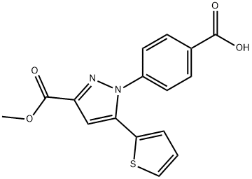 4-[3-(methoxycarbonyl)-5-(thiophen-2-yl)-1H-pyrazol-1-yl]benzoic acid 结构式