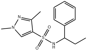 1,3-dimethyl-N-(1-phenylpropyl)pyrazole-4-sulfonamide 结构式