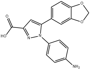1-(4-aminophenyl)-5-(2H-1,3-benzodioxol-5-yl)-1H-pyrazole-3-carboxylic acid 结构式