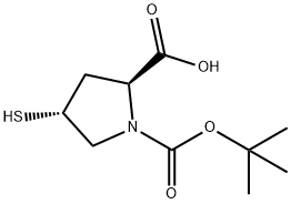 N-BOC-反式-4-巯基-L-脯氨酸 结构式