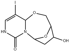 4-hydroxy-11-iodo-3,4,5,6,9,11a-hexahydro-
3,6-epoxypyrimido[6,1-b][1,3]oxazocin-8(2H)-one 结构式
