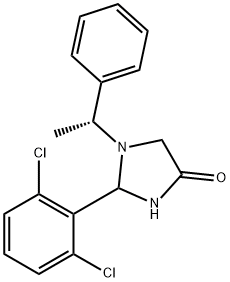 (R)-2-(2,6-dichlorophenyl)-1-(1-phenylethyl)imidazolidin-4-one 结构式