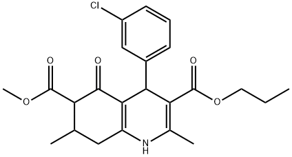 6-methyl 3-propyl 4-(3-chlorophenyl)-2,7-dimethyl-5-oxo-1,4,5,6,7,8-hexahydroquinoline-3,6-dicarboxylate 结构式