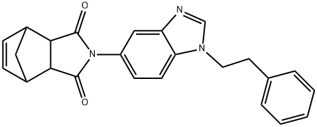 2-(1-phenethyl-1H-benzo[d]imidazol-5-yl)-3a,4,7,7a-tetrahydro-1H-4,7-methanoisoindole-1,3(2H)-dione 结构式