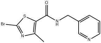 2-溴-4-甲基-N-(吡啶-3-基甲基)噻唑-5-甲酰胺 结构式